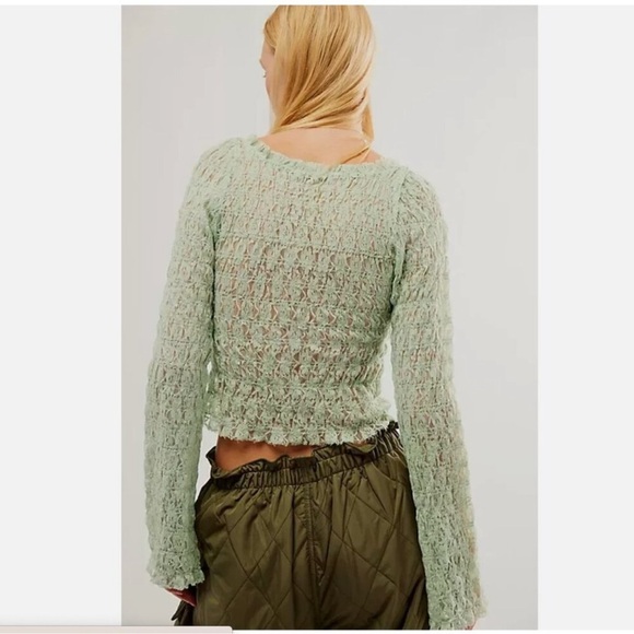 Free People Green Madison Lace top size XS New - Picture 8 of 8